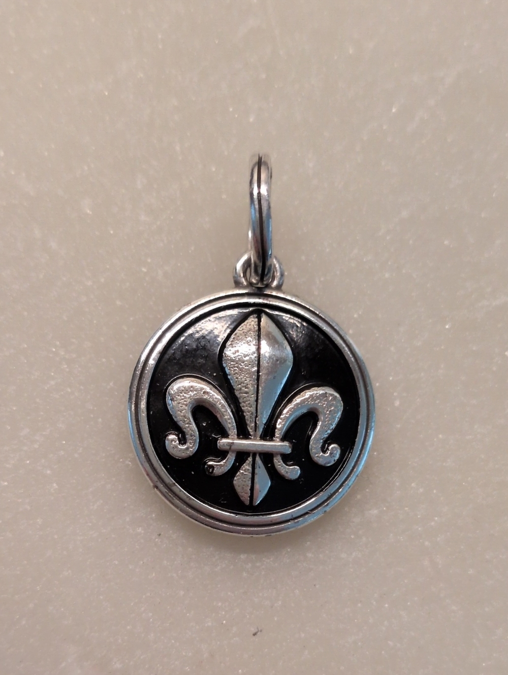 Brighton RARE! Fleur-De-Lis 3D Amulet Charm Black & Silver - Like New!